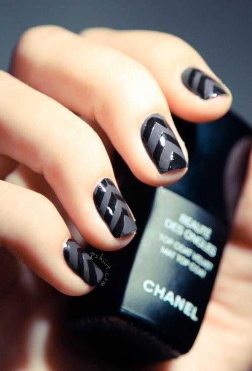 Black/gray chevron nails  ……………#Black #white #Fashion #trending #yourb
