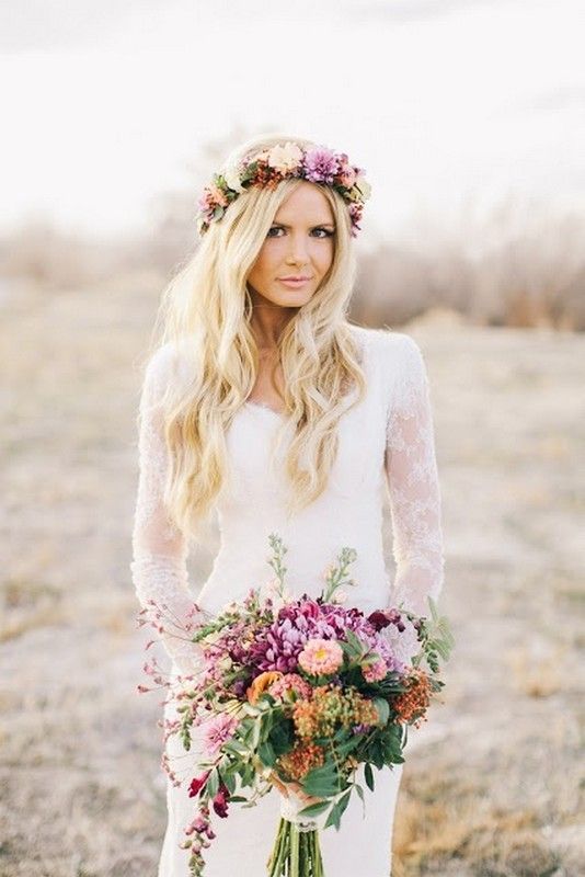 @BRAD LEPCZYK Floral headpieces are an easy way to achieve a soft, bohemian wedd