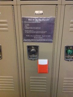 Brilliant idea for middle school! The counselor has her own locker with a note a