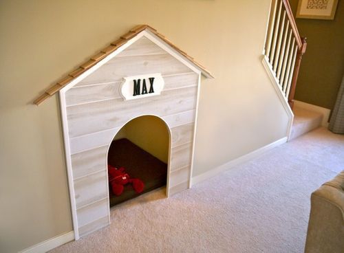 Built in dog house in the dead space under the stairs…this is awesome!