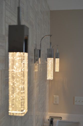 classic luxury bathroom lights – something like this in a pendant light would be