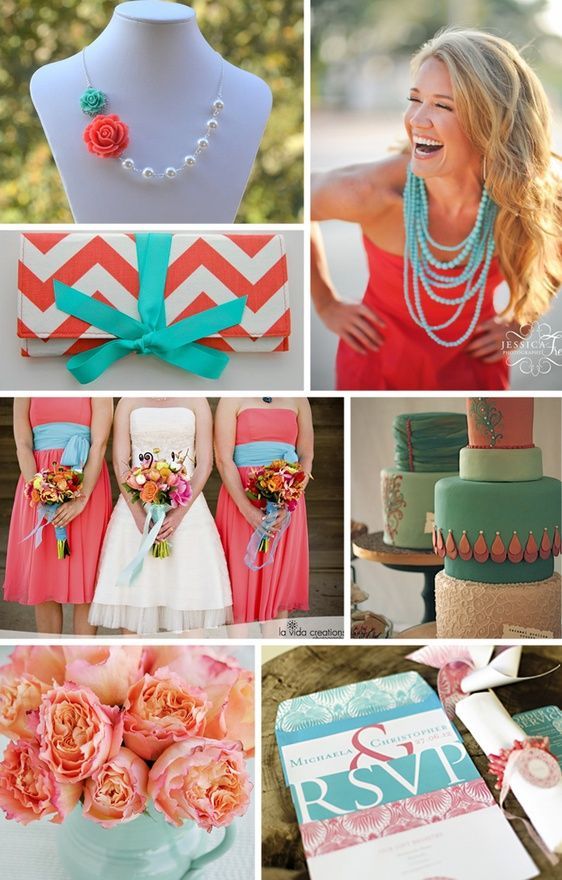 Coral and Turquoise Wedding Inspiration. but id use this as bridal shower inspir