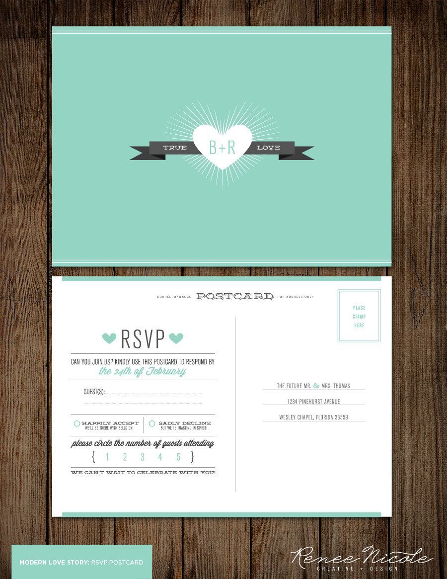 Cute! Like the number attending circles! Wedding RSVP Postcard