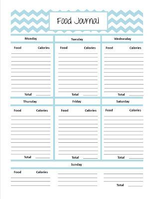 Cute printable food journal pages