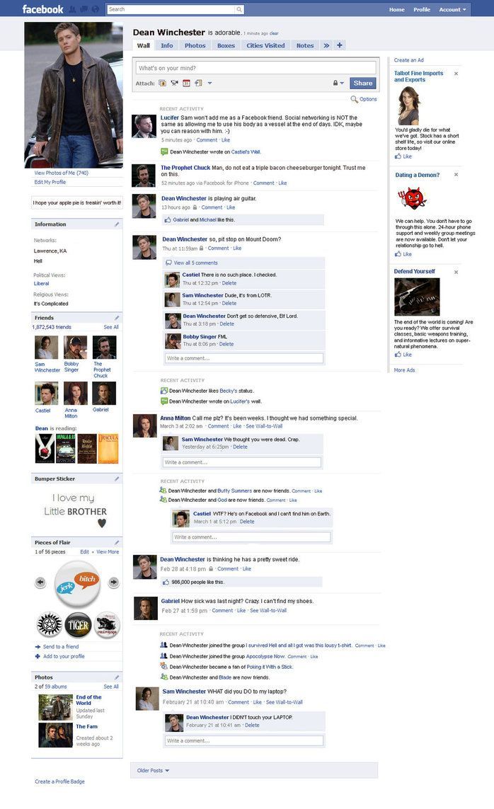 Deans Facebook Page by *kiles85–Keep clicking until you get the large version.