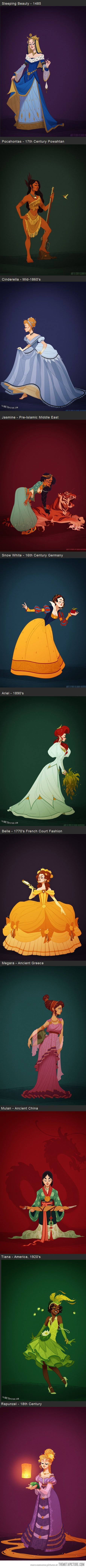 Disney Princesses in accurate period costume