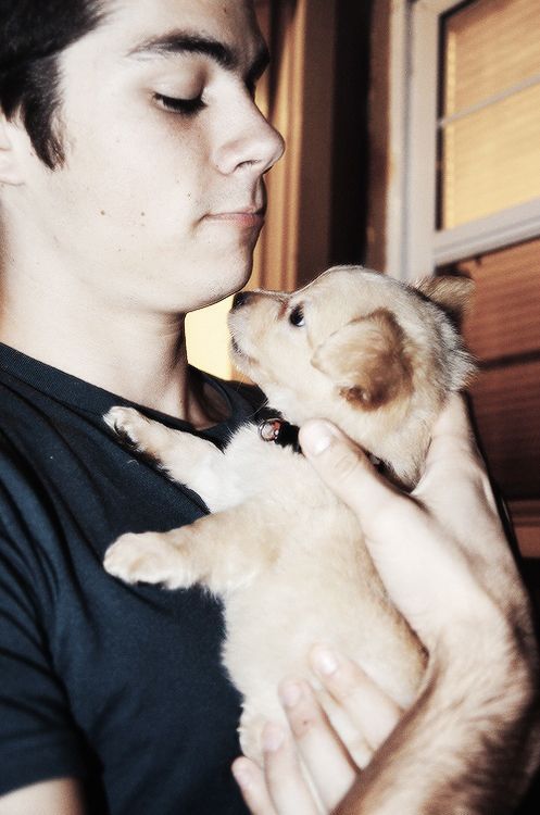 Dylan OBrien and a puppy