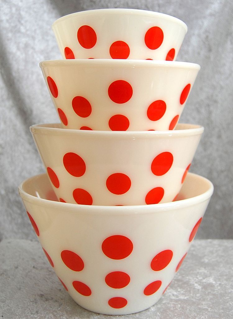 Fire King polka dot bowls
