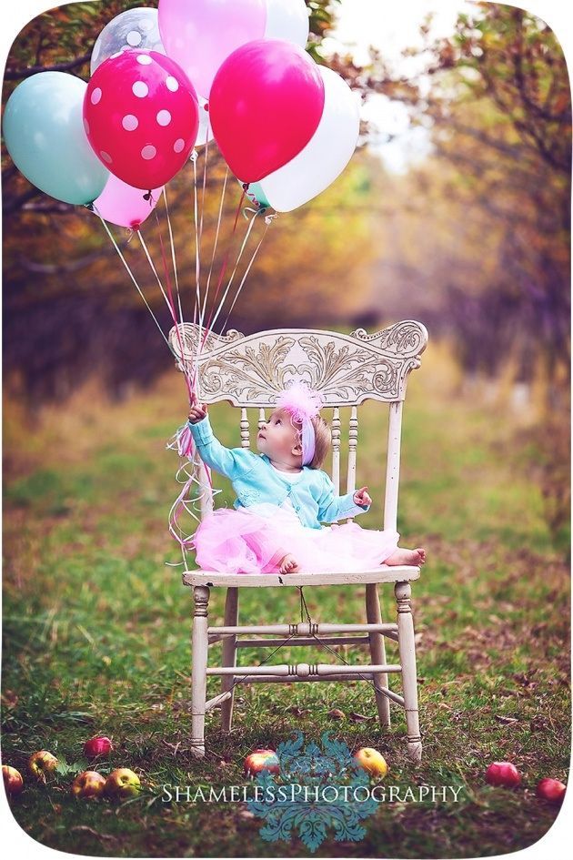 First birthday photo idea, I would order one huge balloon.