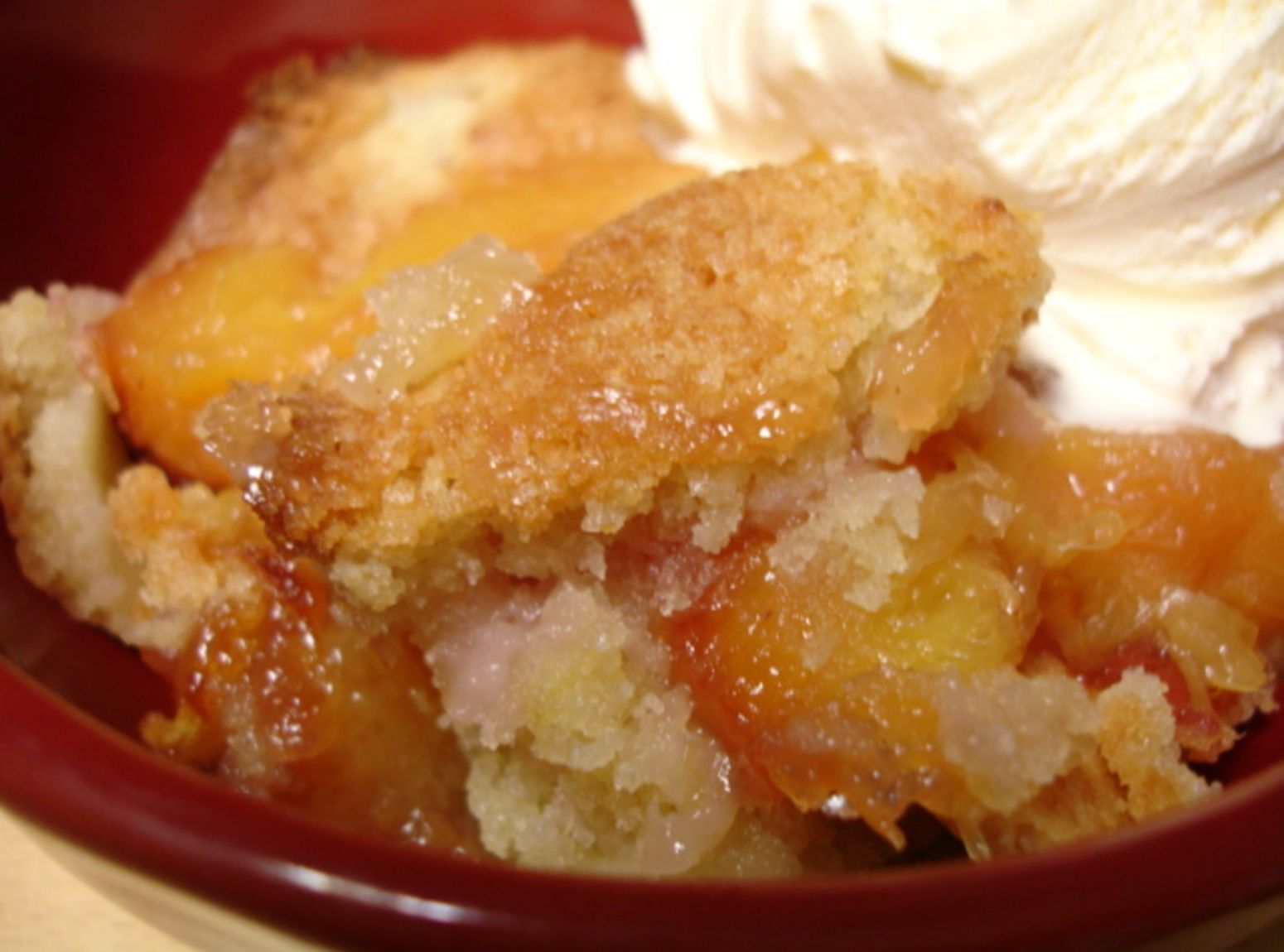 Georgia Peach Cobbler. OMG-GOOD!! Only 4 ingredients: Sugar, Flour, Butter, and
