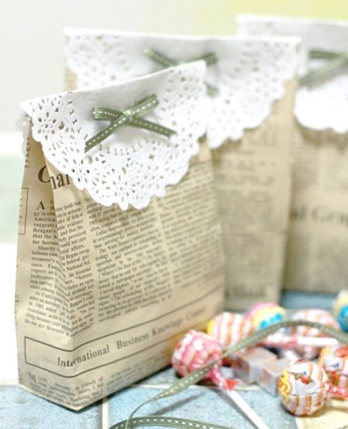 Gift bags made from newspaper