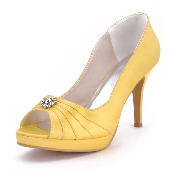 Graceful 4 Crystal Brooch  Peep-toe Pumps – Casual shoes (10 colors)