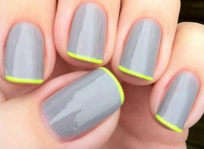 gray manicure + neon tips.