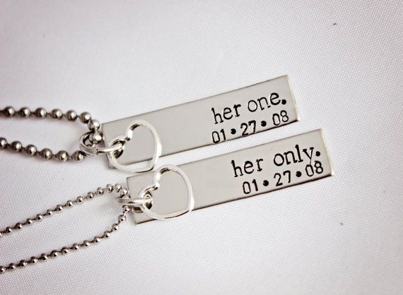 Her One, Her Only – The Original – Lesbian Couples Jewelry – Hand Stamped Stainl