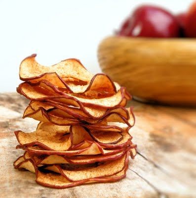 homemade apple chips with cinnamon and sugar