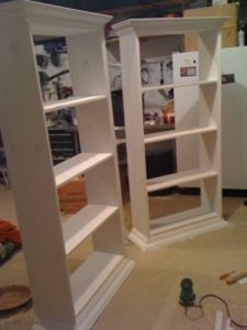 How to build bookcases that resemble built ins for your living room/dining room.