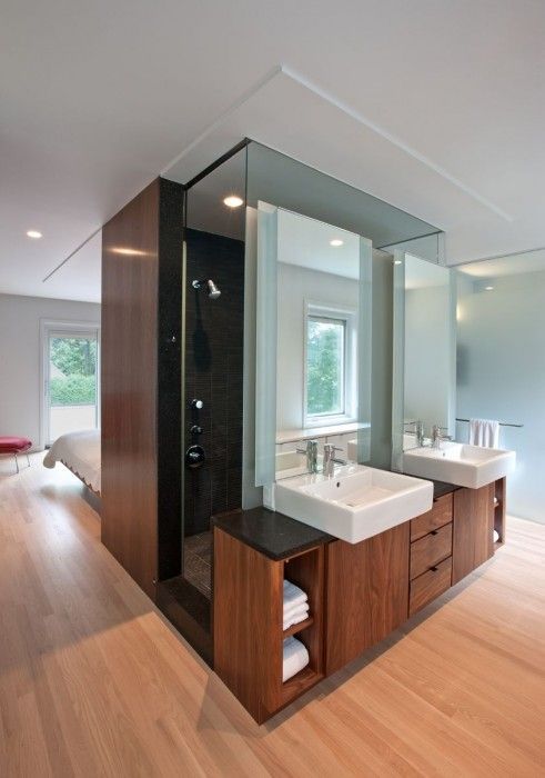 Inspiration : 10 Beautiful Bathrooms . . THIS is an open layout I could get used