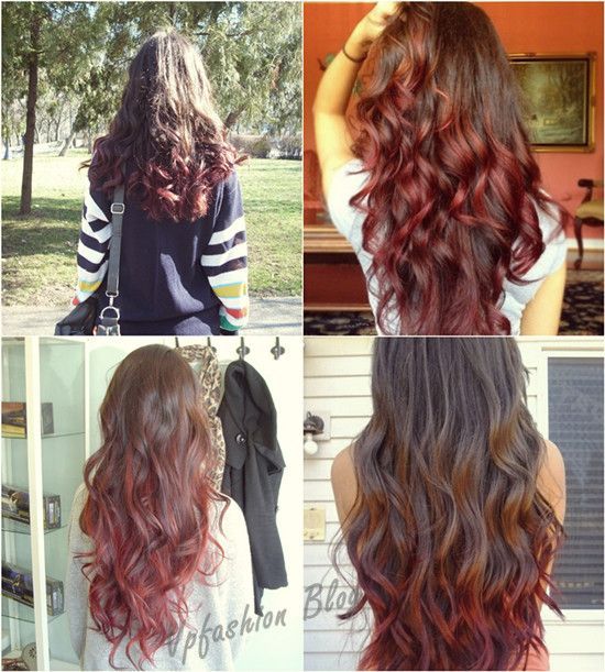 It is trend brown and red ombre hair color. You can check the article Light Your