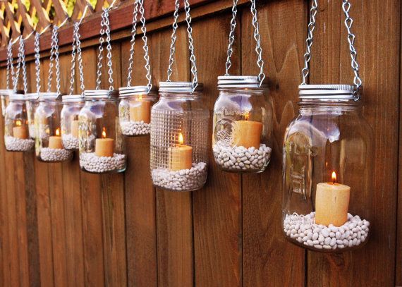 It would be fun with shells inside ;) Mason Jar Lanterns Hanging Tea Light Lumin