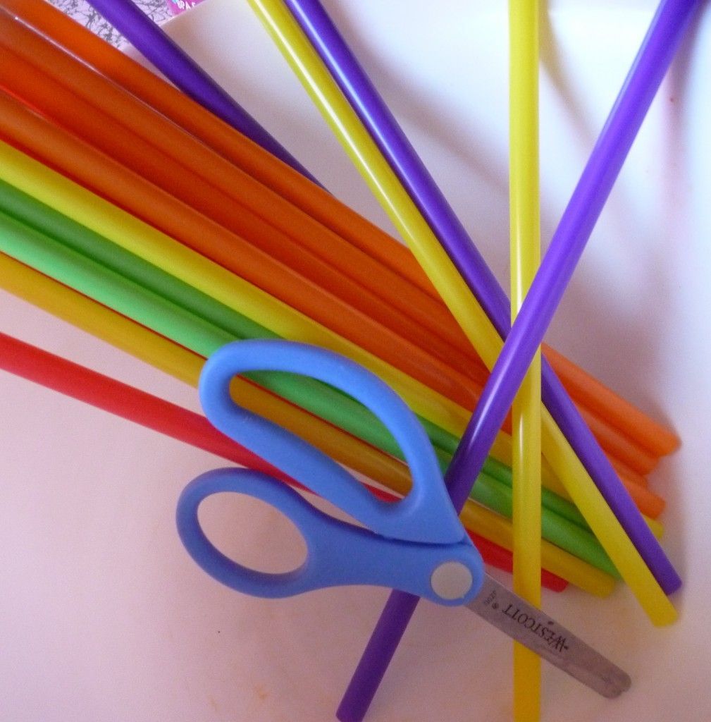 learning to use scissors:  straw cutting activity