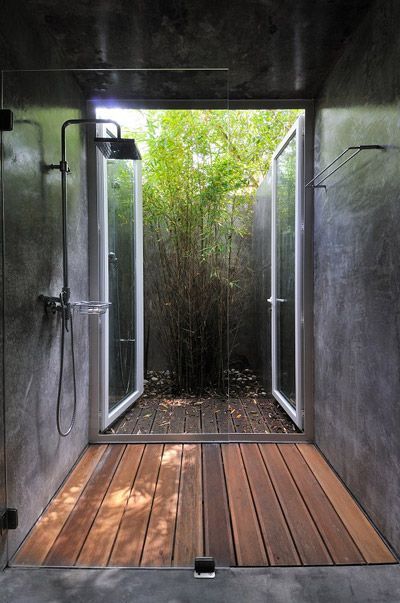 Like the shower that opens both inside and out.