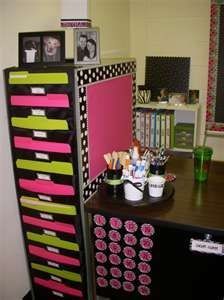Like the use all parts of a bulky file cabinet. Paint it, scrapbook the drawers,