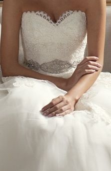 Love the bodice and sparkly band on this wedding dress!