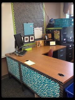 Love the desk. I had already bought pretty, adhesive shelf liner to cover my des