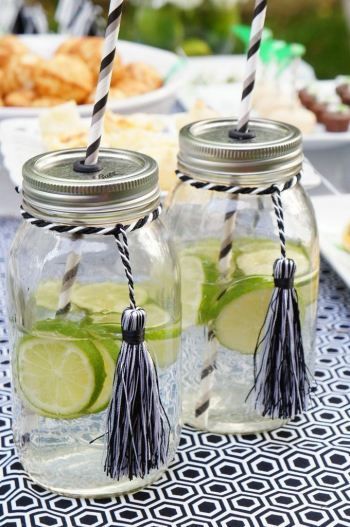Mason Jars with tassles for Graduation Party