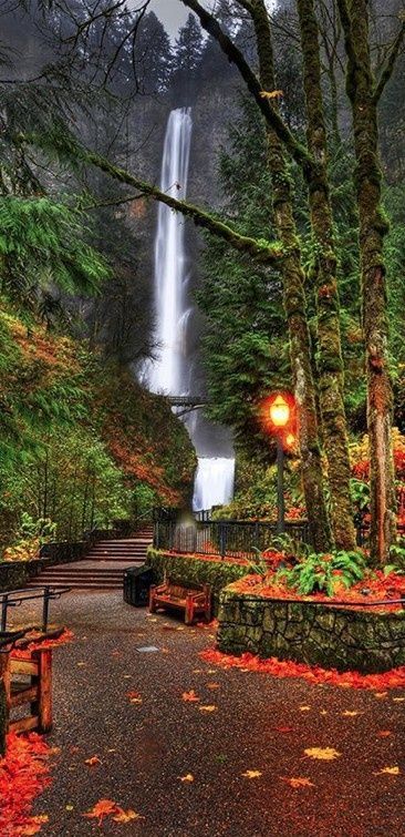 Multnomah Falls in the Columbia River Gorge, Portland, Oregon