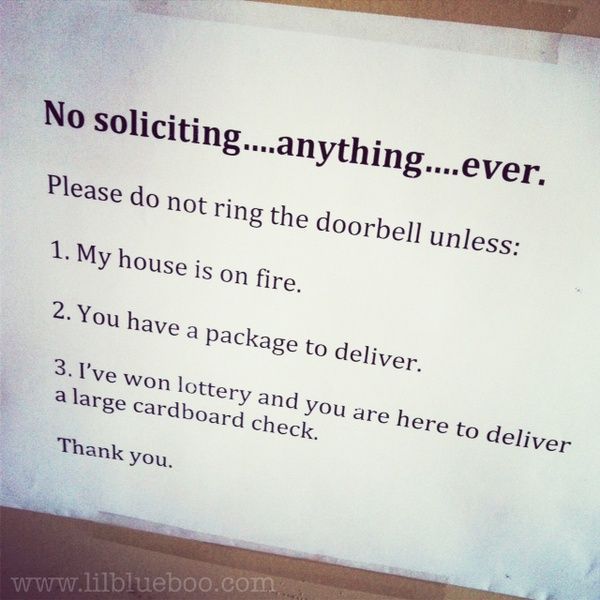 No Soliciting Sign……