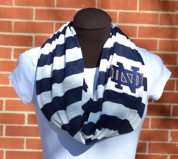 Notre Dame Game Day Infinity Scarf Navy amp; White Knit by byrdlegs, $25.00