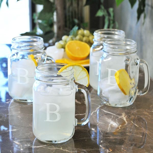 Personalized Old Fashioned Drinking Jars. I love these Jars I am getting them fo