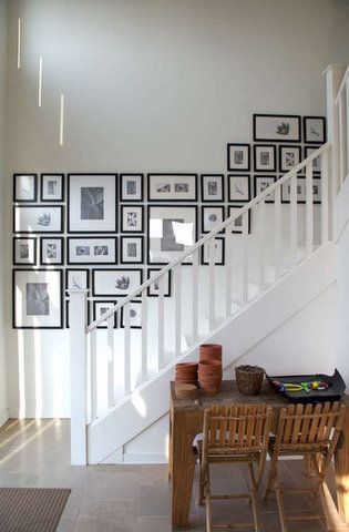 picture wall next to stairs