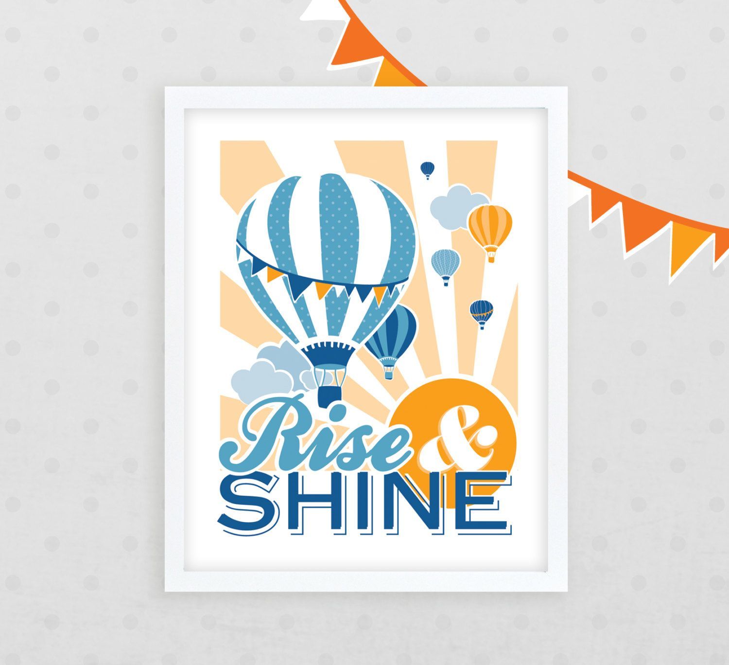 Rise  Shine Hot Air Balloon Nursery Decor /// 11 x by Kindertype
