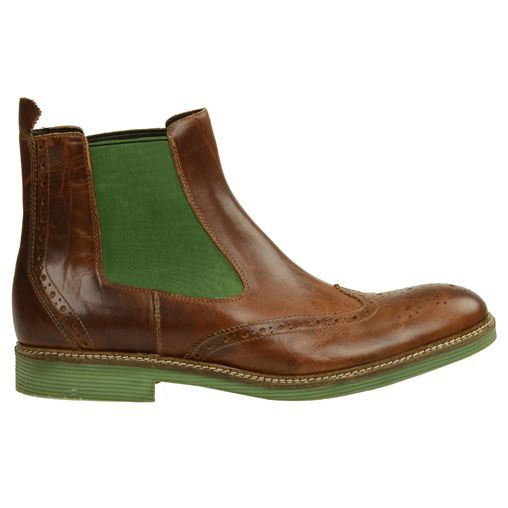 SACHA // Bruine laars met groene zool €99,95 – Brown men boot with green sole