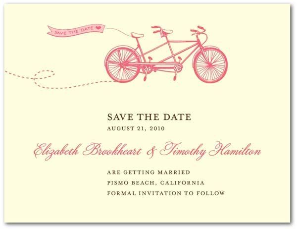 Someone beat us to the tandem bike invitation idea!  Save the date, by Wedding P