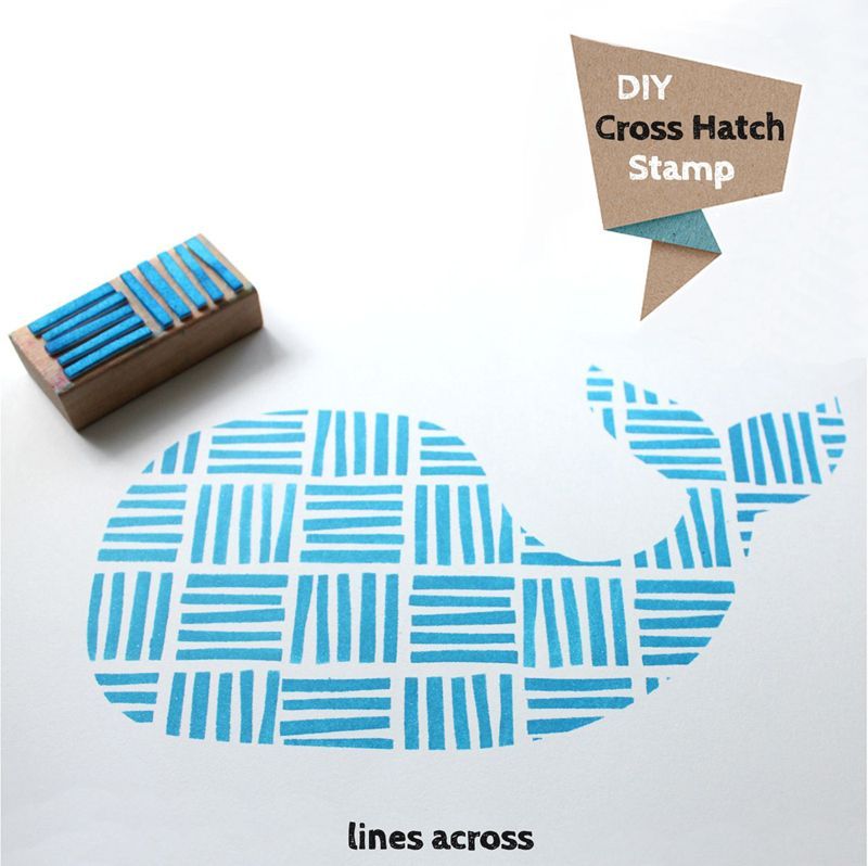 (Stamp through a stencil) DIY cross-hatch stamp gives normal shapes more texture