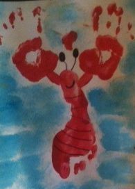 Summer themed hand and footprint Art ideas for kids  #lobsterhandprintart #handp