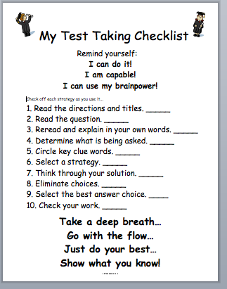 Test Taking Checklist
