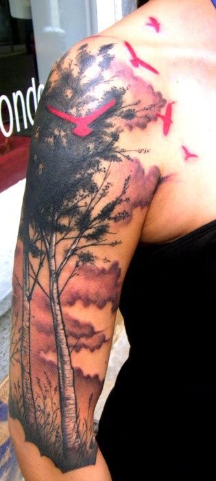 Tree tattoo sleeve… #tattoo #tattoos #tat #bodyart #Ink #art #tree #pinterest