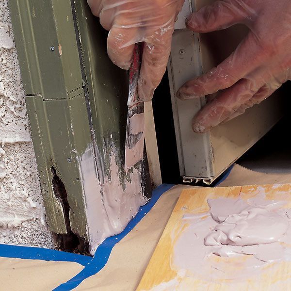 Use a polyester filler to rebuild rotted or damaged wood. You can mold and shape