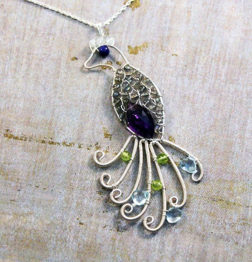 VickieGould: Peacock Pendant, Wire Jewelry Tutorial
