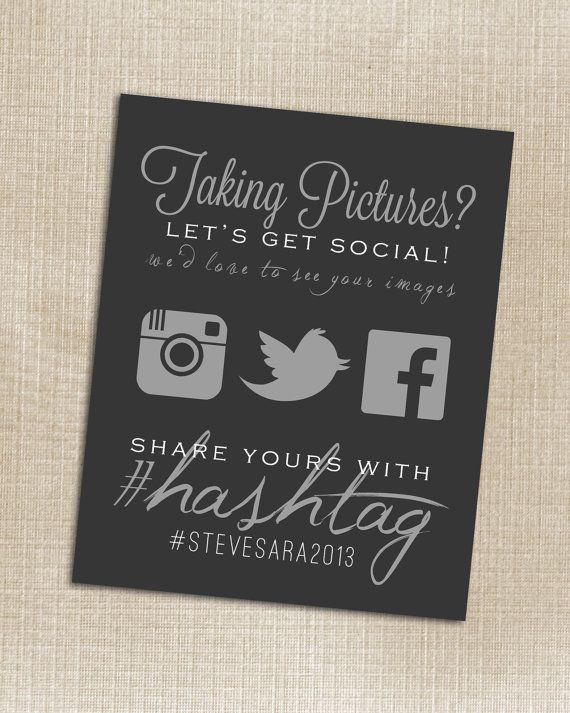 Wedding Instagram, Facebook, Twitter Black Hashtag card
