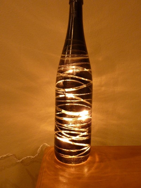 wine bottle with lights -   Wine bottle crafts with lights