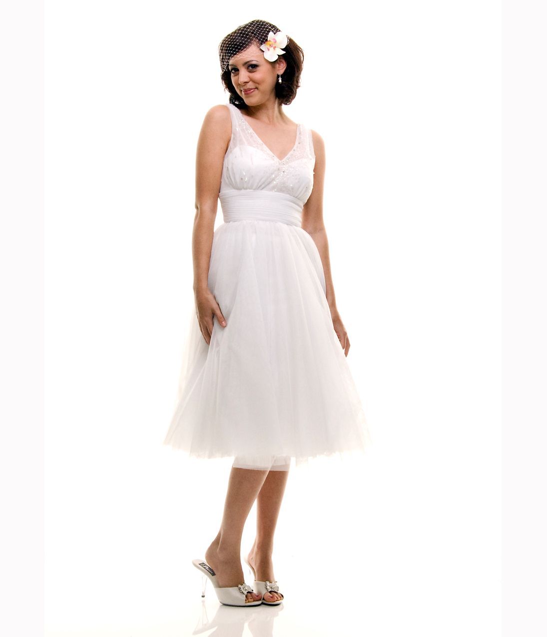 50s Style White Tulle Prom or Wedding Dress XS to 2XL – Unique Vintage – Pinup,