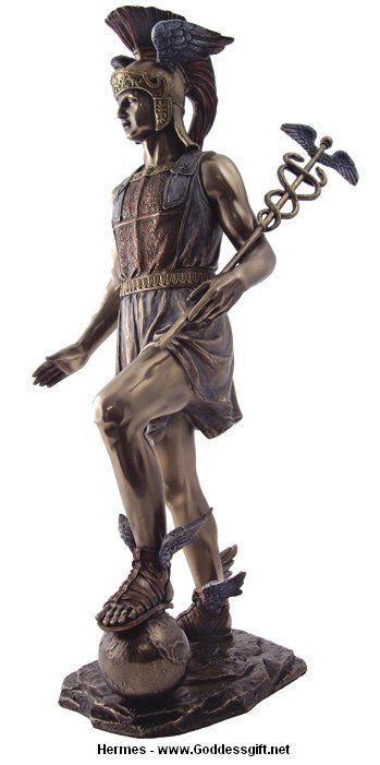 A Greek and Roman messenger of the gods, Mercury or Hermes is a deity of wealth,