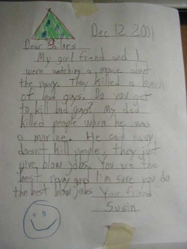 A letter to a marine | 25 Funny Notes Written By Kids