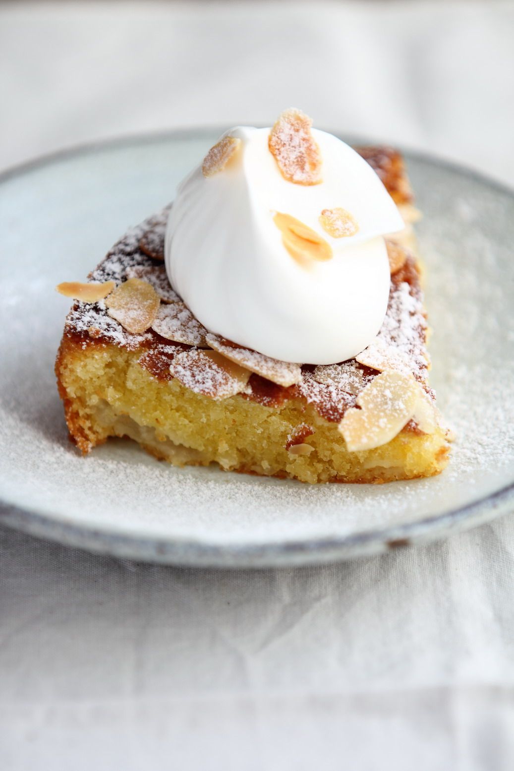 Almond Pear Cake with Cream