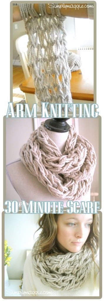 Arm Knitting tutorial. Fastest way to knit a chunky scarf!